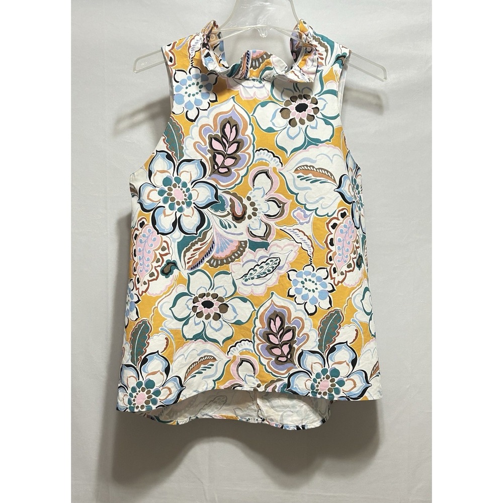 Tyler Boe Womens Medium Stella Mecho Floral Ruffle Neck Back Bow Floral Tank Top - Picture 4 of 16